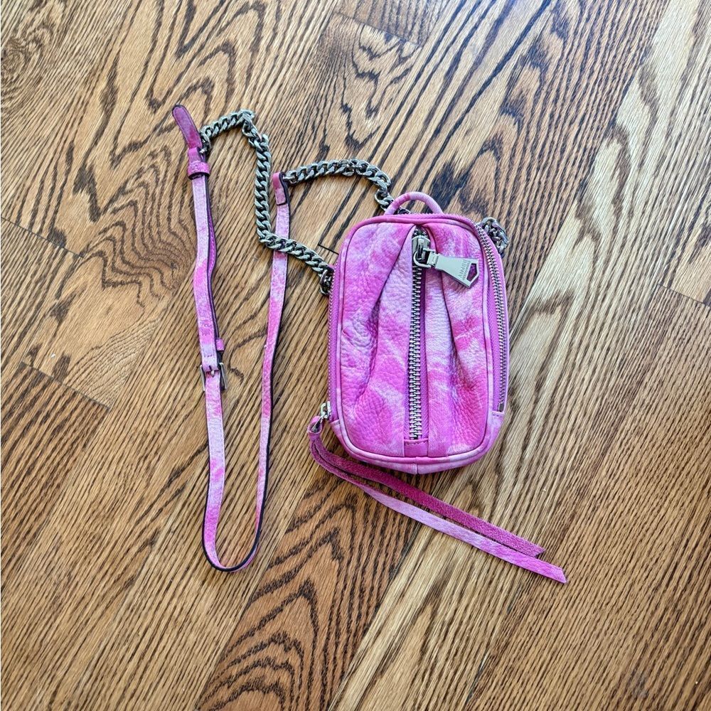 Aimee Kestenberg Tamitha Pink Tie Dye Leather Crossbody Bag Chain Strap